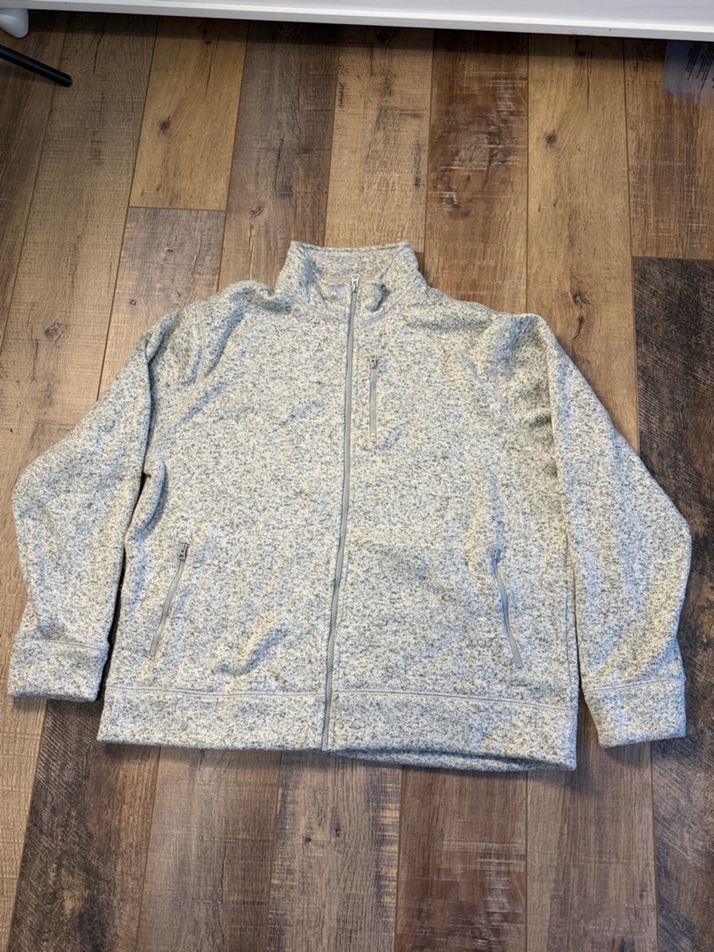 Lucky Brand Heathered Light Gray Full-Zip Sweatshirt Jacket Size XXL